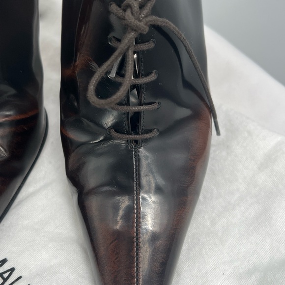 Maryam Almalki Women's Jane Lace Up Pointed Toe Brown Leather Mules EU Size 39 - Picture 16 of 16